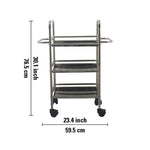 Metal 3 Tier Serving Trolley - Silver
