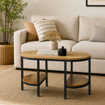 Glanz Wooden Coffee Table With Shelves - Natural