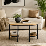 Glanz Wooden Coffee Table With Shelves - Natural