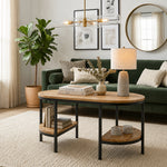 Glanz Wooden Coffee Table With Shelves - Natural