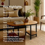 Glanz Wooden Coffee Table With Shelves - Natural