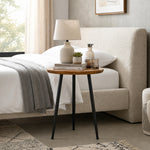 Tripod Metal Side Table With Wooden Top - Natural