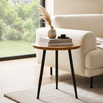 Tripod Metal Side Table With Wooden Top - Natural