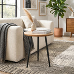 Tripod Metal Side Table With Wooden Top - Natural