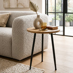 Tripod Metal Side Table With Wooden Top - Natural