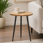 Tripod Metal Side Table With Wooden Top - Natural