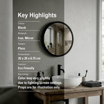 Wall Mirror With Metal Frame, Medium - Black