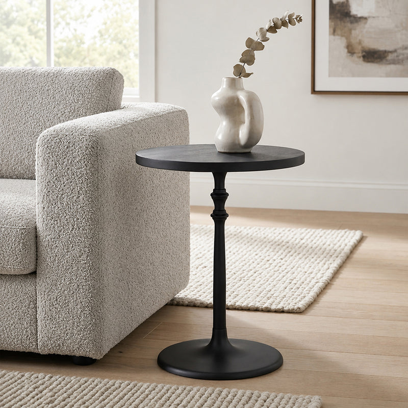 Timber Metal Side Table - Black