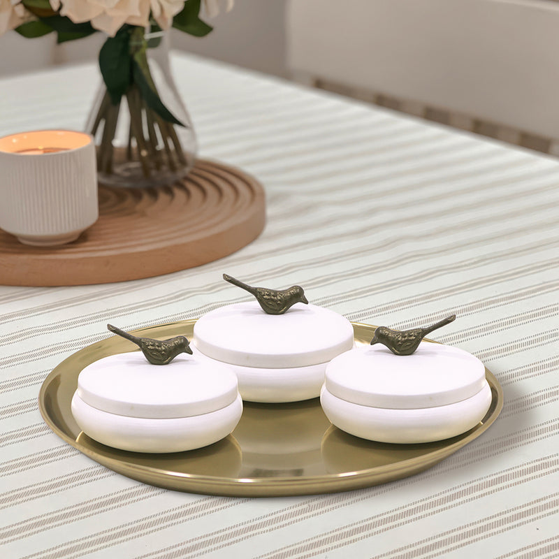 Metal Serveware Box With Tray, Set Of 4 - White