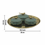 Iron Gold Plate With Three Green Box For Home , Kitchen , Office