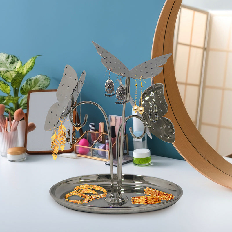 Metal Butterfly Jewellery Organiser - Silver