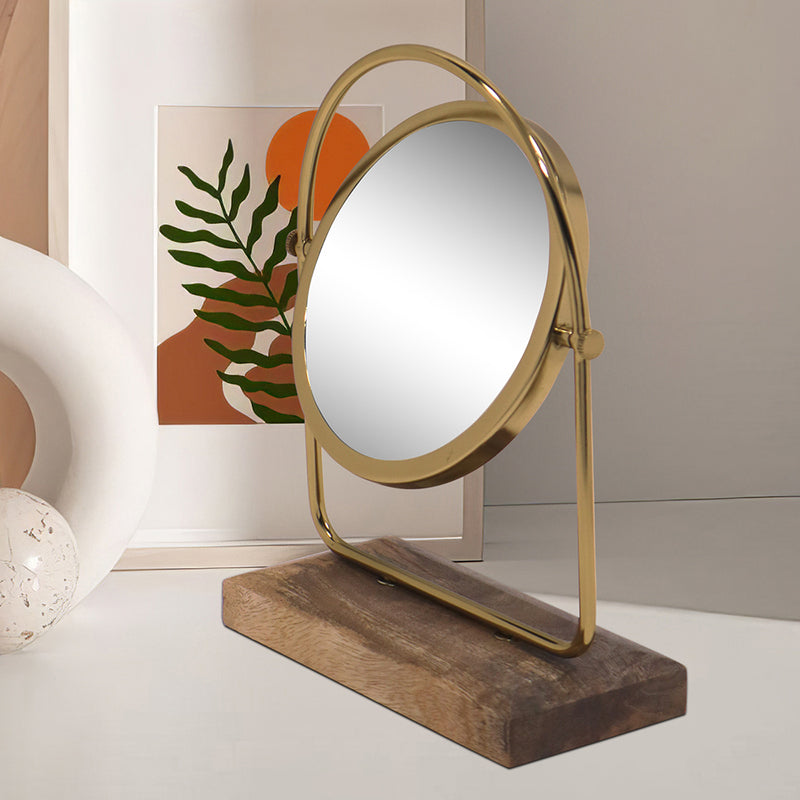 Wooden Vanity Mirror - Gold