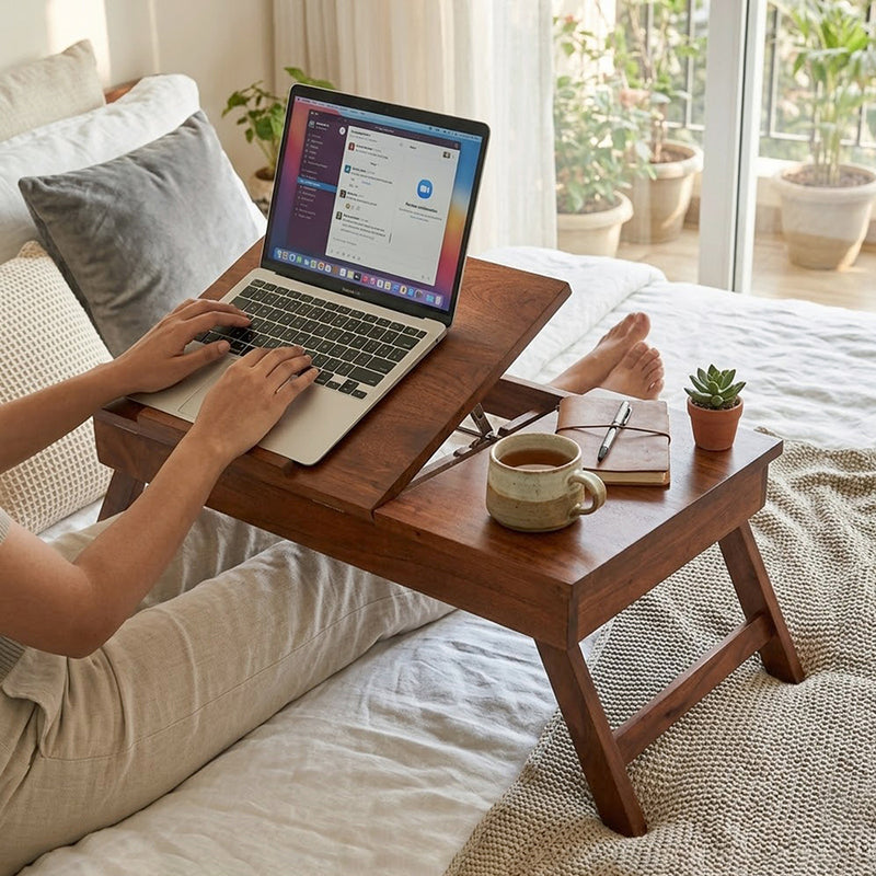 Wooden Adjustable Laptop Stand - Walnut