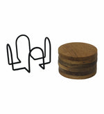 Wooden Coasters With Stand, Pack Of 6 - Natural