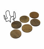 Wooden Coasters With Stand, Pack Of 6 - Natural