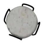 Elegant Iron Stand With Marble Coaster For Home , Office Pack Of Six Coaster