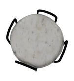Marble Coasters With Metal Stand, Pack Of 6 - White