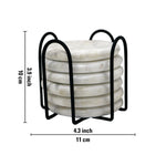 Elegant Iron Stand With Marble Coaster For Home , Office Pack Of Six Coaster
