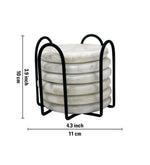 Marble Coasters With Metal Stand, Pack Of 6 - White