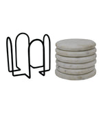 Marble Coasters With Metal Stand, Pack Of 6 - White