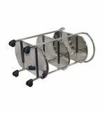 Metal 3 Tier Serving Trolley, Oval - Silver