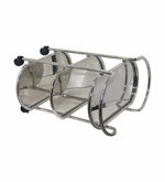 Metal 3 Tier Serving Trolley, Oval - Silver