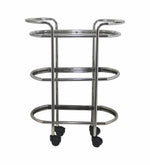 Metal 3 Tier Serving Trolley, Oval - Silver