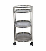 Metal 3 Tier Serving Trolley, Oval - Silver