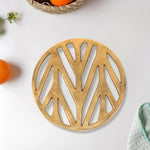 Metal Round Non-Slip Dining Place Gold Finish Trivet For Kitchen ( Pack of 1 )