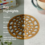 Metal Round Non-Slip Dining Place Gold Finish Trivet For Kitchen ( Pack of 1 )