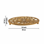 Metal Round Non-Slip Dining Place Gold Finish Trivet For Kitchen ( Pack of 1 )