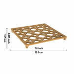 Metal Square Non-Slip Dining Place Gold Finish Trivet For Kitchen ( Pack of 1 )