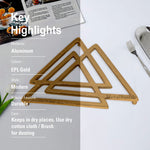 Metal Designer Shape Non-Slip Dining Place Gold Finish Trivet For Kitchen ( Pack of 1 )