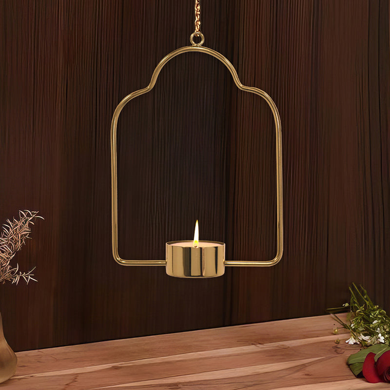 Metalsmith Tea Light Holder Iron Decorative Tealight Holder  (Gold, Pack of 1)