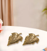Gold Leaf Decorative Tray Platter for Center Table Centerpiece Platter Tray for Home Décor - Gold