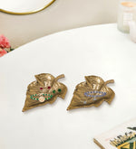 Gold Leaf Decorative Tray Platter for Center Table Centerpiece Platter Tray for Home Décor - Gold