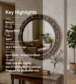 Round Wall Mirror With Wooden Frame - Natural