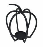 Pumpkin Shaped Metal Candle Holder - Black