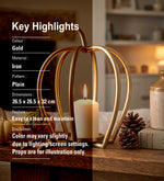 Pumpkin Shaped Metal Candle Holder - Gold