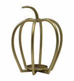 Pumpkin Shaped Metal Candle Holder - Gold