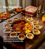 Metal Urli With 12 Attached Diya - Gold