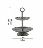 2 Tier Serveware With Ring Handle - Silver