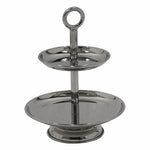Elegant  2-Tier Nickle Finish Steel Cupcake Stand | Metal Dessert Serving Tray | Classic Cookie Stand 2-Tier Dessert Display for Weddings & Birthdays