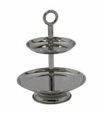 2 Tier Serveware With Ring Handle - Silver