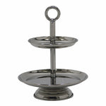 Elegant  2-Tier Nickle Finish Steel Cupcake Stand | Metal Dessert Serving Tray | Classic Cookie Stand 2-Tier Dessert Display for Weddings & Birthdays