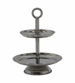 2 Tier Serveware With Ring Handle - Silver