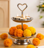 Elegant  2-Tier Nickle Finish Steel Cupcake Stand | Metal Dessert Serving Tray | Classic Cookie Stand 2-Tier Dessert Display for Weddings & Birthdays