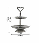 2 Tier Serveware With Heart Shape Handle - Silver