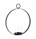 Metal Ring Candle Holder - Black