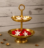 Elegant  2-Tier Gold Finish Steel Cupcake Stand | Metal Dessert Serving Tray | Classic Cookie Stand 2-Tier Dessert Display for Weddings & Birthdays
